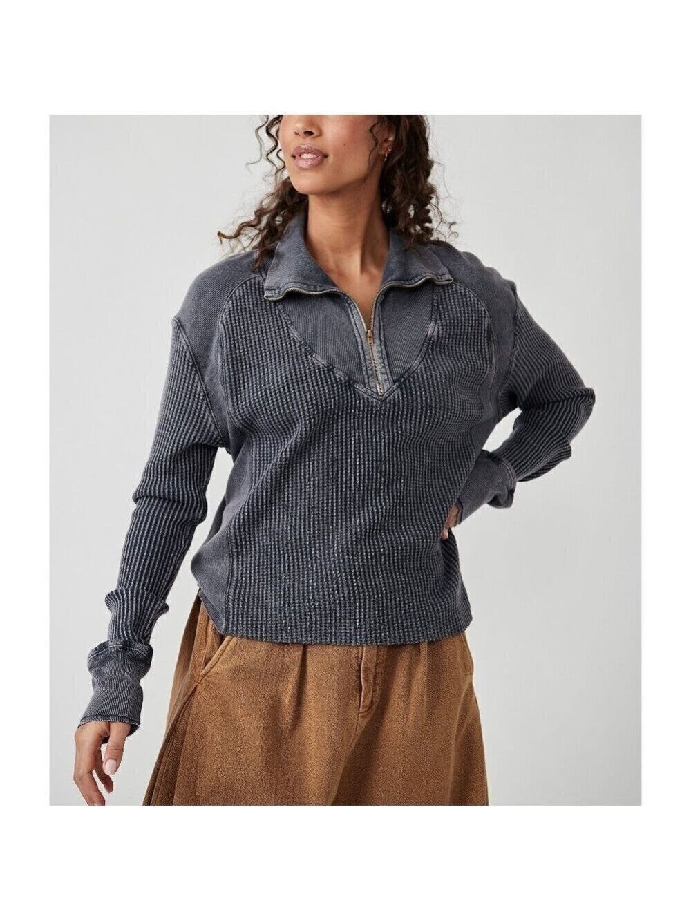 FREE PEOPLE FP One Ashton Zip Thermal / Charcoal